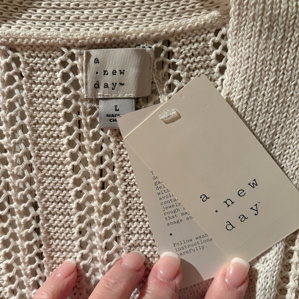 NWT- A New Day Crochet Ivory Cardigan - Picture 7 of 7